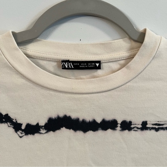 Women’s Zara tan tie dye striped long sleeve crop top size small S - Picture 3 of 4